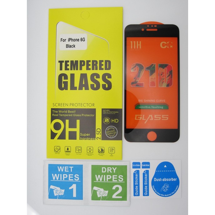 Cristal templado 5D iPhone 6 Negro protector pantalla