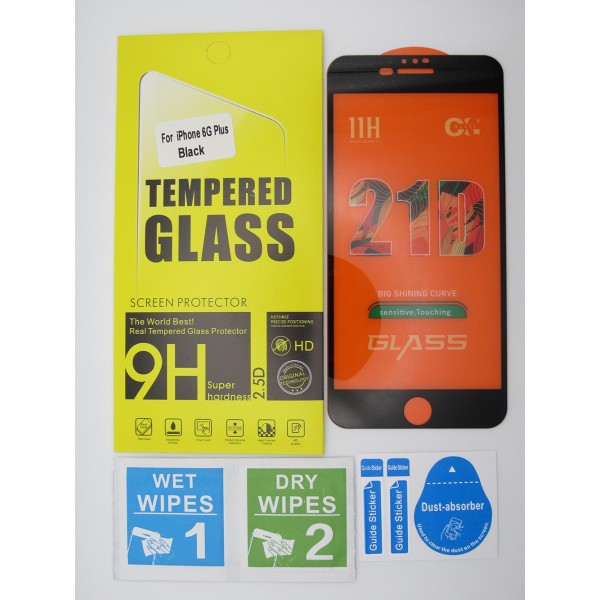 Cristal templado iPhone 6 Plus Negro protector pantalla 5D
