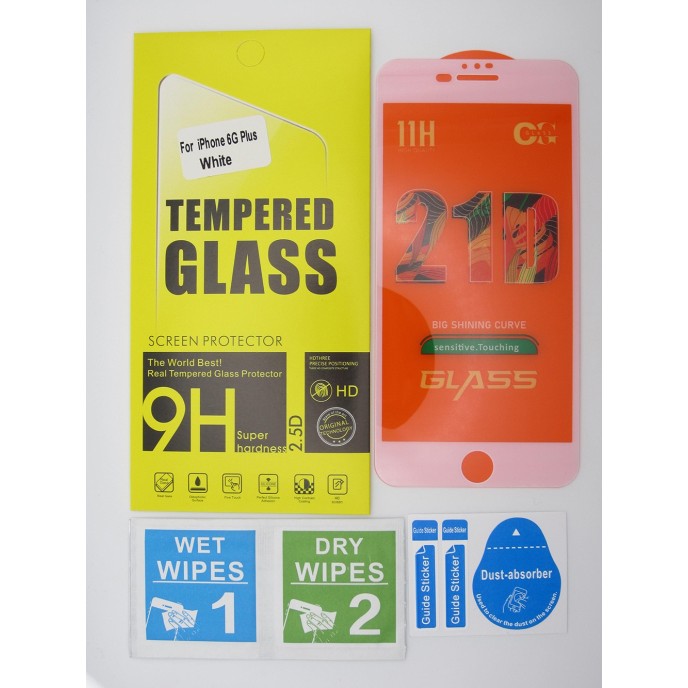 Cristal templado 5D iPhone 6 Plus Blanco protector pantalla