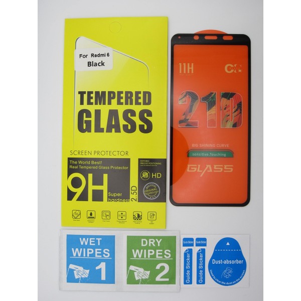 Cristal templado Xiaomi Redmi 6 Negro protector pantalla 5D