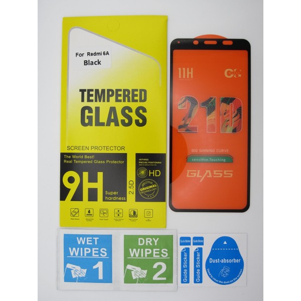 Cristal templado Xiaomi Redmi 6A Negro protector pantalla 5D