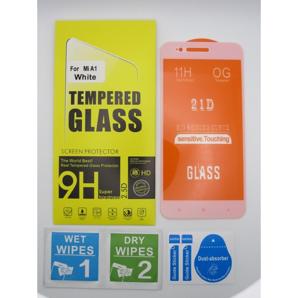 Cristal templado 5D Xiaomi Mi A1 Blanco protector pantalla