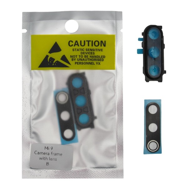 Marco cámara trasera con lente para Xiaomi Mi9 NEGRO calidad PREMIUM