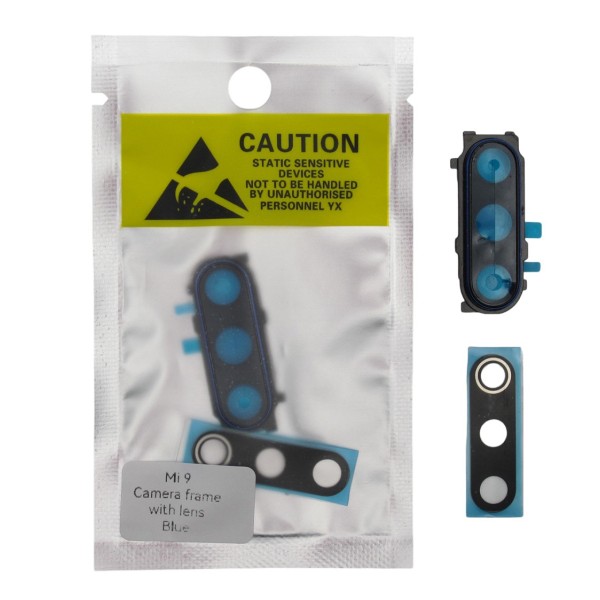 Marco cámara trasera con lente para Xiaomi Mi9 AZUL calidad PREMIUM