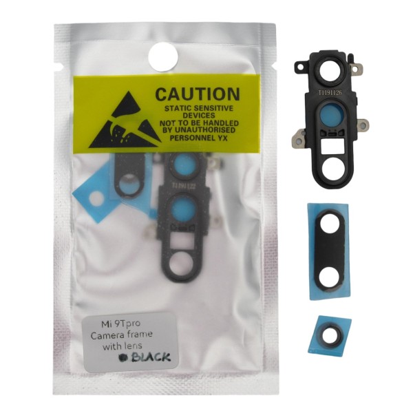 Marco cámara trasera con lente para Xiaomi Mi9T Pro / Redmi K20 NEGRO calidad PREMIUM