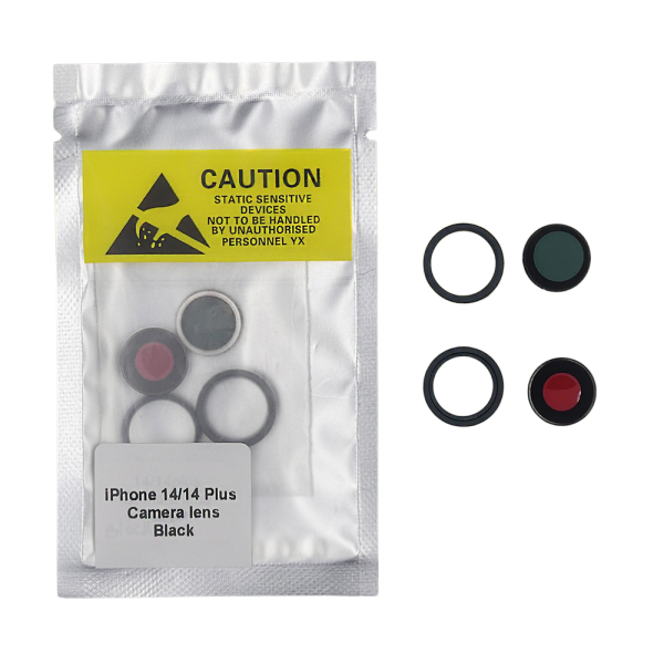 Lente de cámara iPhone 14 iPhone 14 PLUS (2 piezas) NEGRO