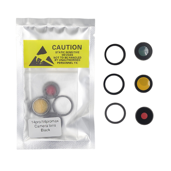 Lente de cámara iPhone 14 PRO iPhone 14 PRO MAX (3 piezas) NEGRO