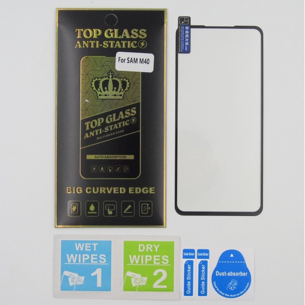 Protector Cristal templado para Samsung M40 5D Antiestatico