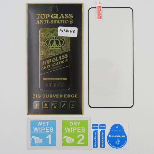 Protector Cristal templado para Samsung M51 5D Antiestatico
