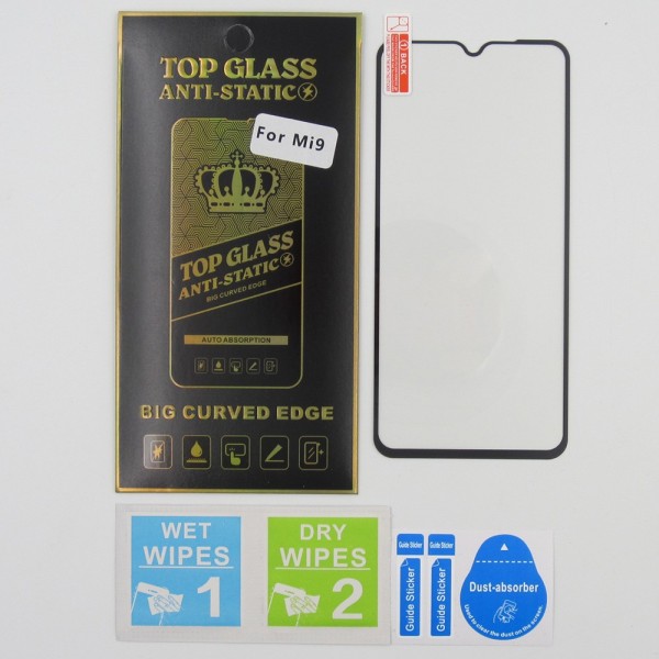 Protector Cristal templado para Xiaomi Mi 9 5D Antiestatico