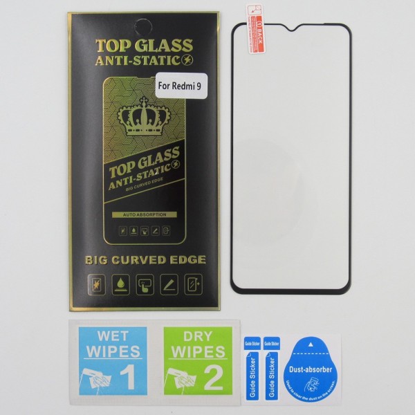 Protector Cristal templado para Xiaomi Redmi 9 5D Antiestatico