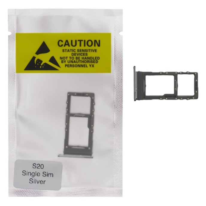 Bandeja SIM para Samsung  S20 G980 / S20 Plus G985 G986 / S20 Ultra G988 SINGLE PLATEADA Soporte adaptador SIM PREMIUM