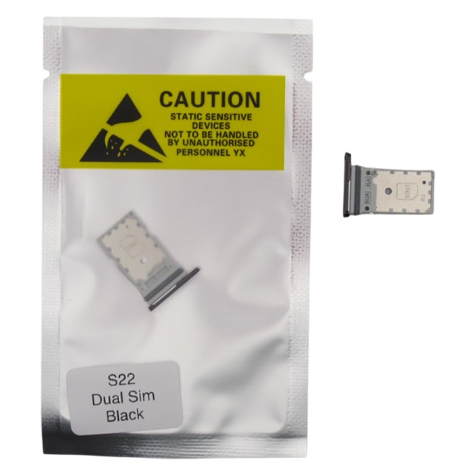 Bandeja SIM para Samsung S22 5G S901 / S22 Plus 5G S906 DUAL NEGRA Soporte adaptador SIM PREMIUM
