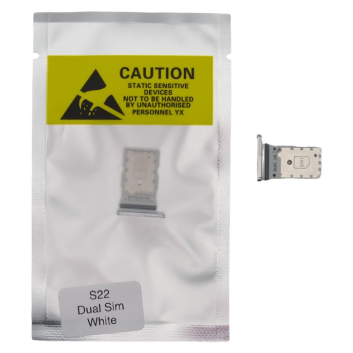 Bandeja SIM para Samsung S22 5G S901 / S22 Plus 5G S906 DUAL BLANCA Soporte adaptador SIM PREMIUM