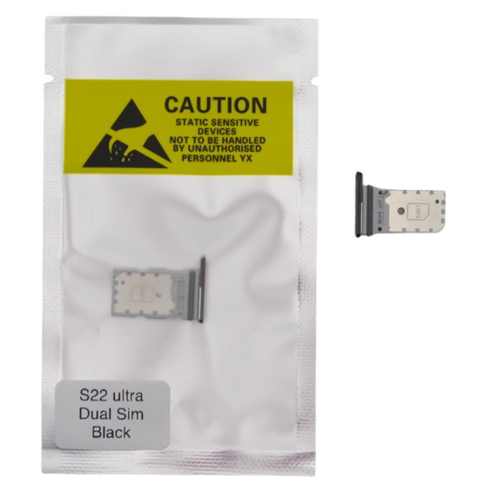 Bandeja SIM para Samsung S22 Ultra S908 DUAL NEGRA Soporte adaptador SIM PREMIUM