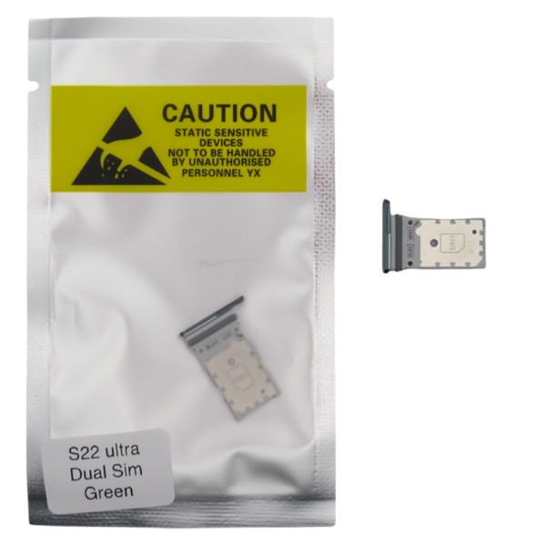 Bandeja SIM para Samsung S22 Ultra S908 DUAL VERDE Soporte adaptador SIM PREMIUM