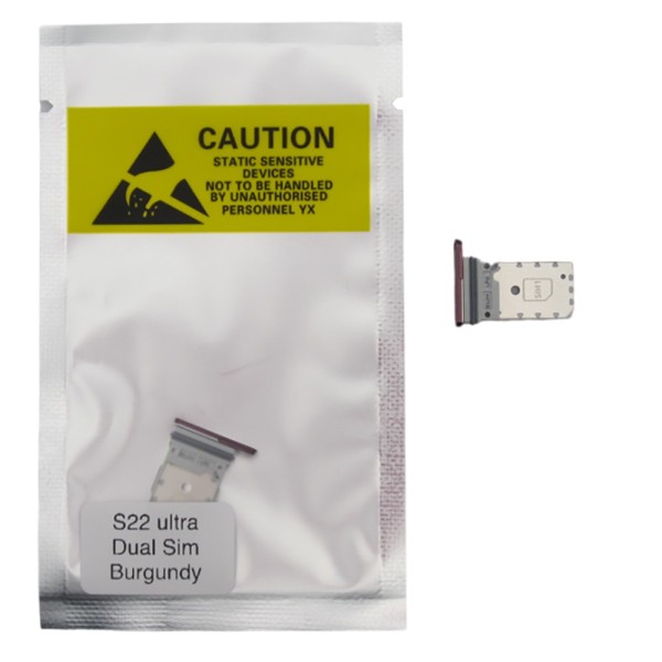 Bandeja SIM para Samsung S22 Ultra S908 DUAL BORGOÑA Soporte adaptador SIM PREMIUM