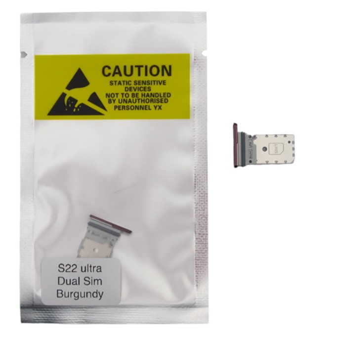Bandeja SIM para Samsung S22 Ultra S908 DUAL BORGOÑA Soporte adaptador SIM PREMIUM