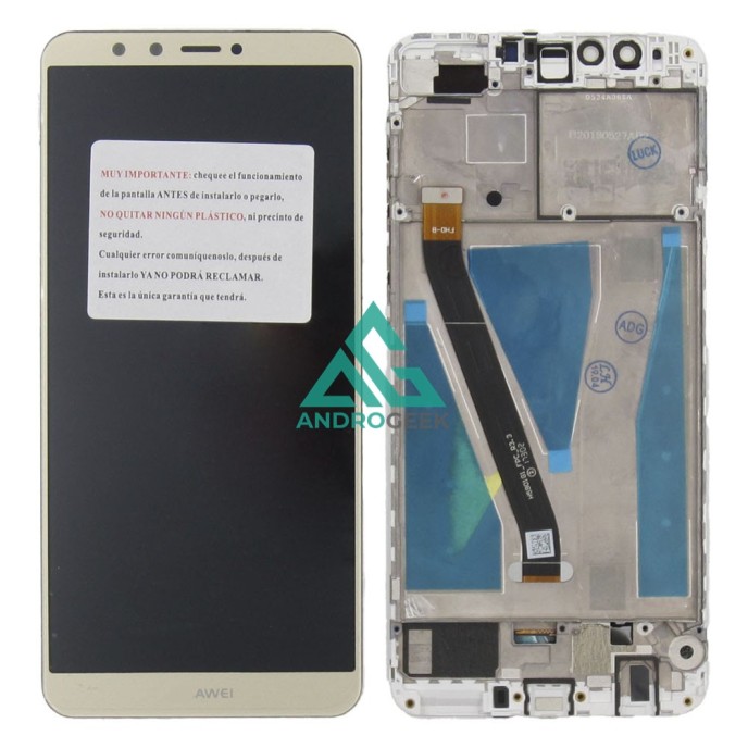Pantalla Huawei Y9 2018 DORADA CON MARCO liquidacion