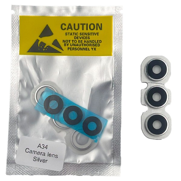Lente de cámara completa Samsung A34 SM-A346 color Plata calidad PREMIUM