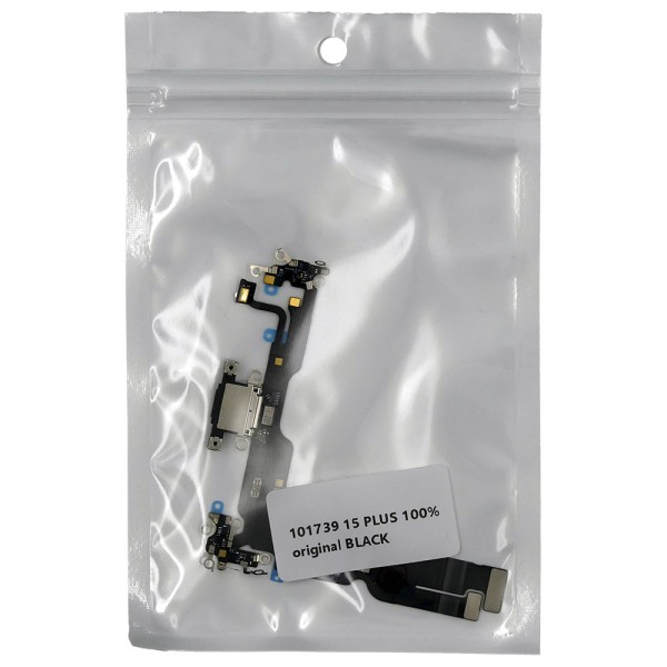 Flex conector de carga iPhone 15 PLUS NEGRO 100% original (Despiece)