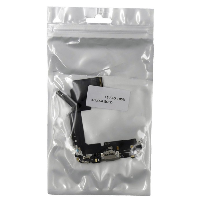 Flex conector de carga iPhone 15 PRO DORADO 100% original (Despiece)