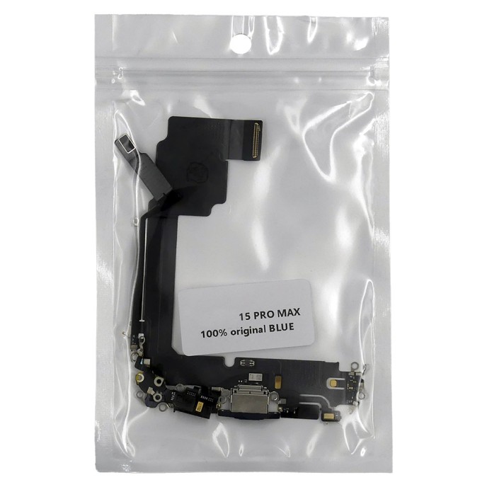 Flex Conector de carga iPhone 15 PRO MAX AZUL 100% original (Despiece)