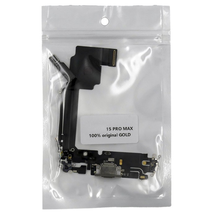 Flex Conector de carga iPhone 15 PRO MAX DORADO 100% original (Despiece)