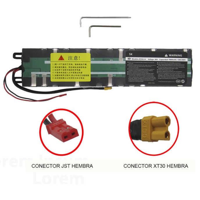 Bateria generica Patinete Electrico 36V 7.8AH Conector XT30 7800mha