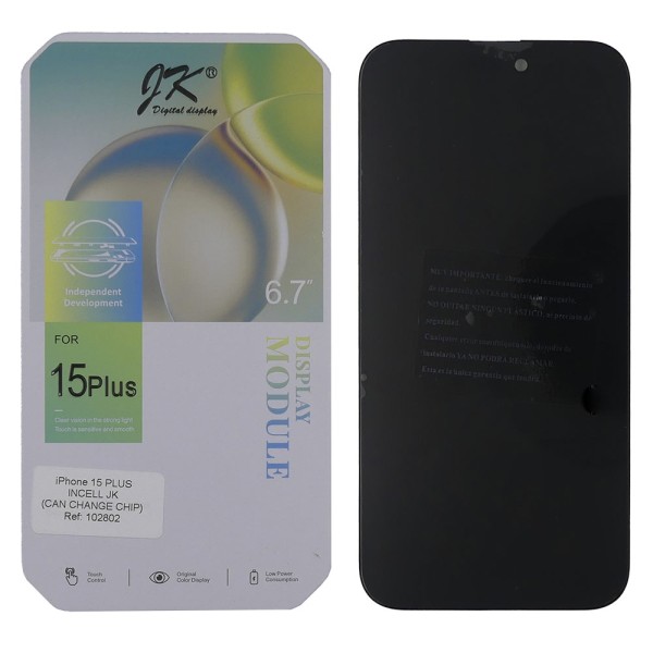 Pantalla iPhone 15 PLUS INCELL JK (IC removible) (LCD/display + digitalizador/táctil)