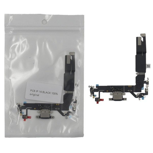 Flex Conector de carga iPhone 16 NEGRO 100% original (Despiece)