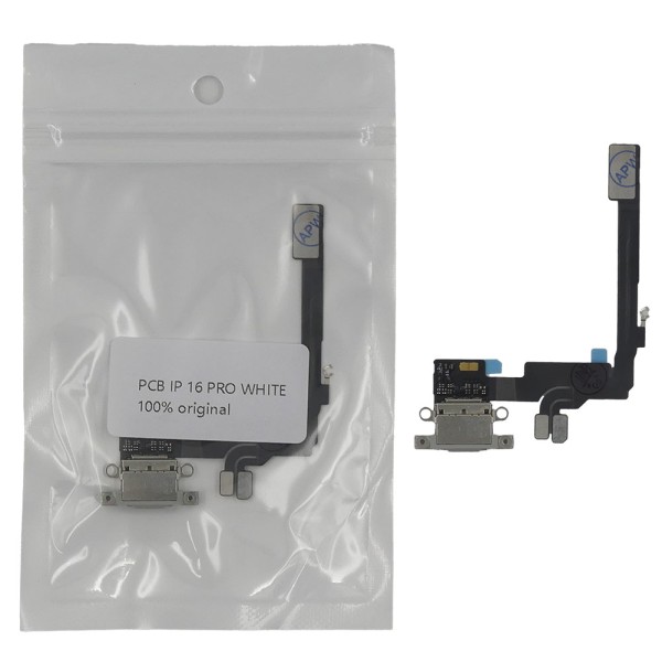 Flex Conector de carga iPhone 16 PRO BLANCO 100% original (Despiece)