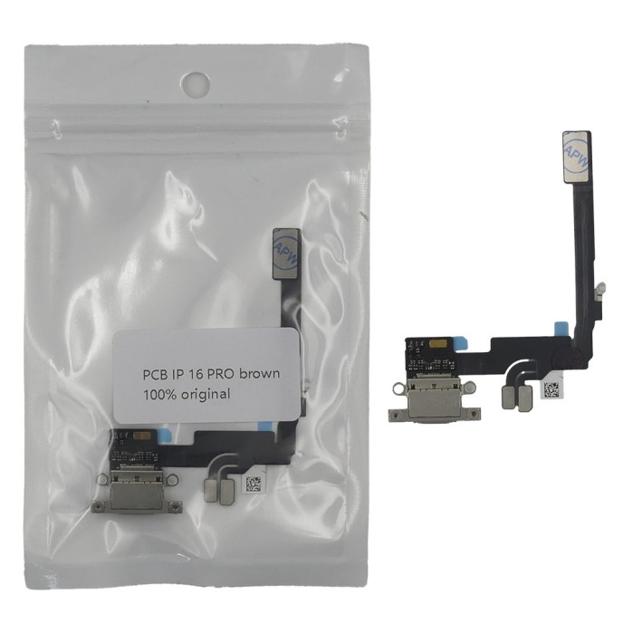 Flex Conector de carga iPhone 16 PRO TITANIO DESIERTO 100% original (Despiece)