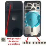 Chasis iPhone 12 MINI NEGRO tapa trasera (Unibody, INCLUYE rejillas)