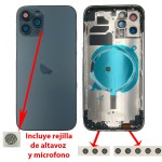 Chasis iPhone 12 PRO AZUL tapa trasera (Unibody, INCLUYE rejillas)