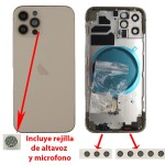 Chasis iPhone 12 PRO DORADO tapa trasera (Unibody, INCLUYE rejillas)