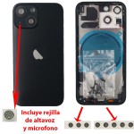 Chasis iPhone 13 MINI NEGRA tapa trasera (Unibody, INCLUYE rejillas)