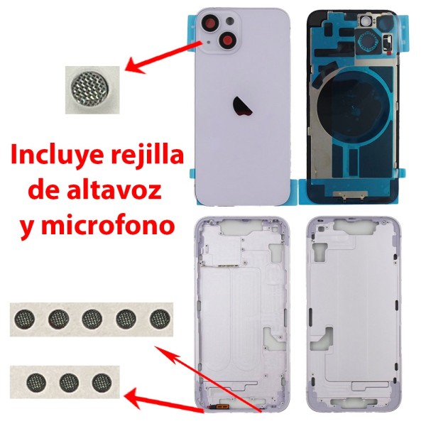 Chasis iPhone 14 PURPURA tapa trasera (Unibody, INCLUYE rejillas)