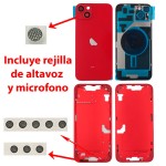 Chasis iPhone 14 PLUS ROJO tapa trasera (Unibody, INCLUYE rejillas)