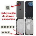 Chasis iPhone 15 PRO MAX NEGRO tapa trasera (Unibody, INCLUYE rejillas)