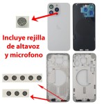 Chasis iPhone 15 PRO MAX BLANCO tapa trasera (Unibody, INCLUYE rejillas)