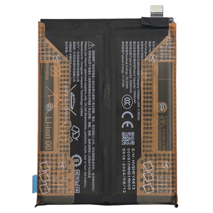 Batería Xiaomi Redmi Note 14 Pro 4G 24116RACCG BN5Y 5500mAh